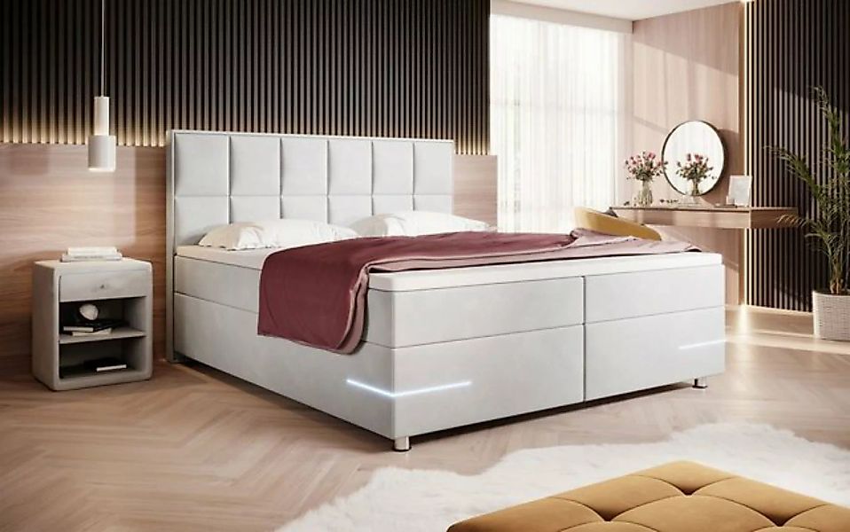 Luxusbetten24 Boxspringbett Lea, mit LED-Beleuchtung und Samtbezug günstig online kaufen