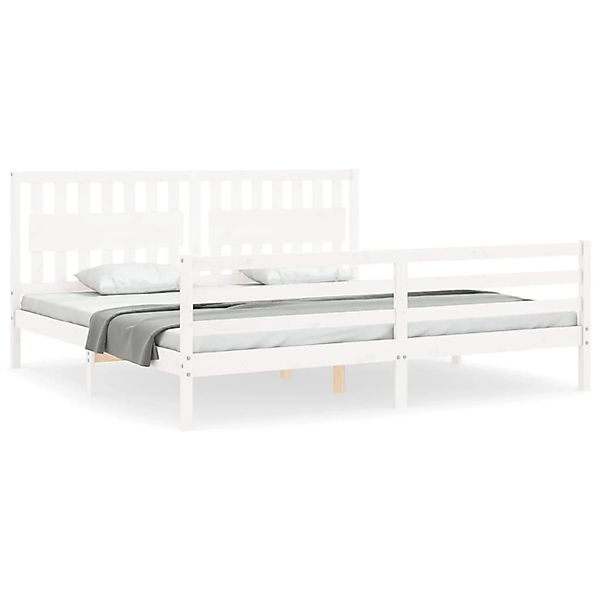 vidaXL Massivholzbett mit Kopfteil Weiß 200x200 cm 3194332 günstig online kaufen