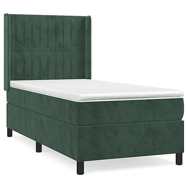 vidaXL Boxspringbett Boxspringbett mit Matratze Dunkelgrün 80x200 cm Samt B günstig online kaufen