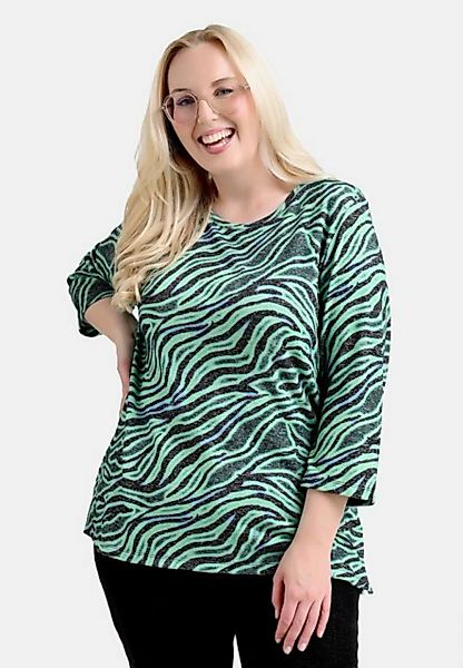 elanza T-Shirt Feinstrick-Shirt mit Zebra-Print in Grün/Schwarz (1-tlg) günstig online kaufen