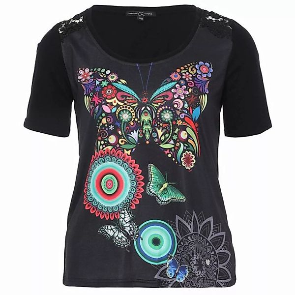 Christian Materne T-Shirt Kurzarmshirt koerpernah mit Schmetterling-Motiv günstig online kaufen