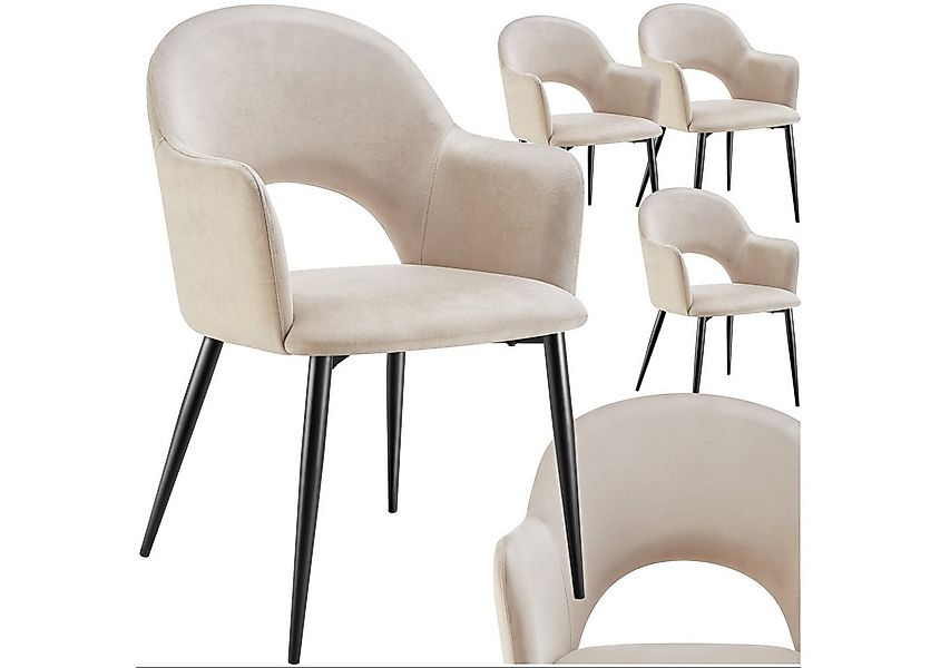 tectake Esszimmerstuhl Armlehnstuhl Sachel, Samtoptik, gepolstert, Belastba günstig online kaufen