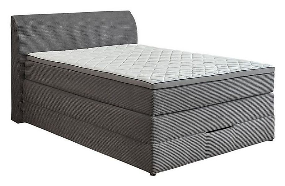 Sun Garden Boxspringbett KURT, 120 x 200 cm, Grau, Webstoff, mit Bettkasten günstig online kaufen