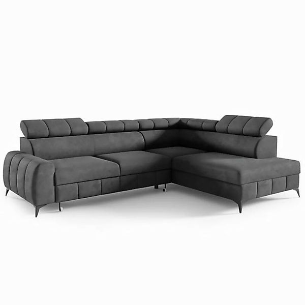 M-Punkt24 Wohnlandschaft Lagos Grau Anthrazit Ecksofa Polsterecke, mit Bett günstig online kaufen