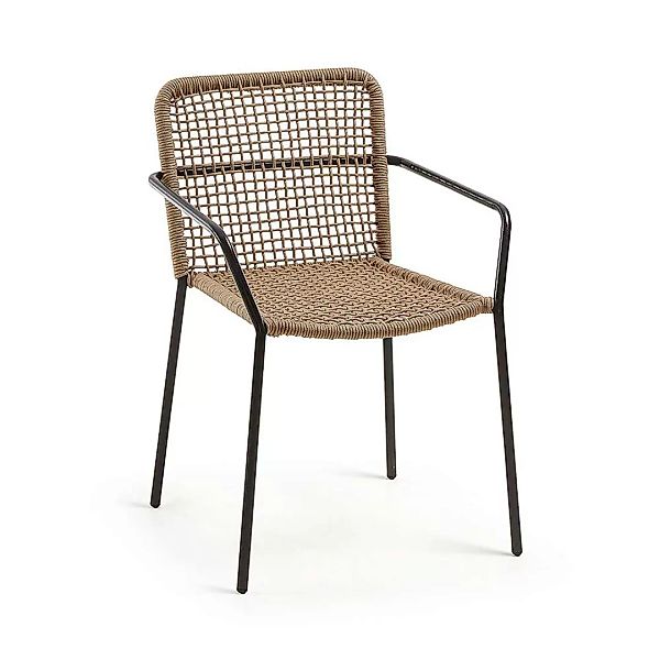 Stapelbare Stühle aus Kordel Geflecht und Metall Armlehnen (4er Set) günstig online kaufen