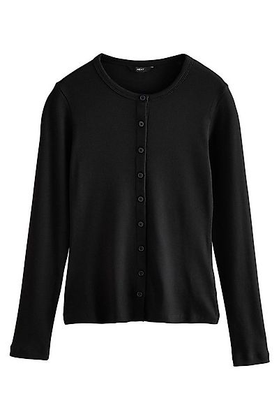 Next Blusenshirt Geripptes, durchgeknöpftes Henley-Langarmshirt (1-tlg) günstig online kaufen