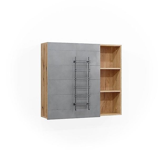 Vicco Badspiegelschrank Rudi Mintgrün/Eiche 90 x 81 cm mit Tür und Offenen günstig online kaufen