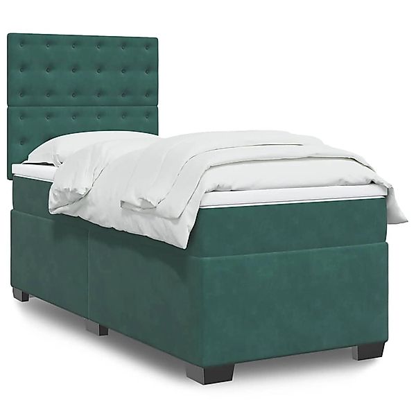 vidaXL Boxspringbett mit Matratze Dunkelgrün 90x190 cm Samt 3293101 günstig online kaufen