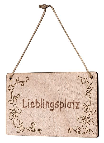 Levandeo® Dekohänger, Schild Lieblingsplatz 13x8cm Birkenholz günstig online kaufen
