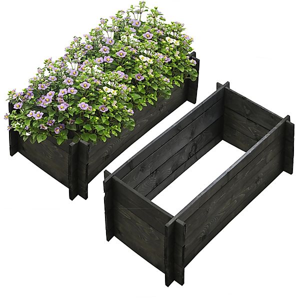 TRUTZHOLM Pflanzkasten Multibox Hochbeet Komposter 120x60x30 cm Schwarz günstig online kaufen