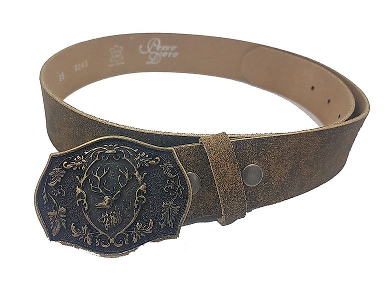 Pezzo D'oro Ledergürtel Ledergürtel baun/olive Schließe günstig online kaufen