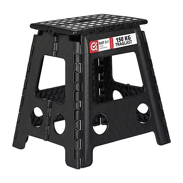 relaxdays Sitzhocker Klapphocker faltbar XL, Schwarz günstig online kaufen