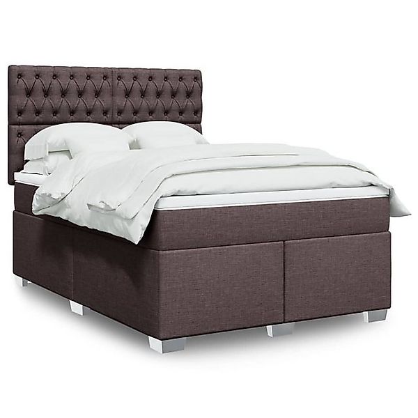 vidaXL Boxspringbett, Boxspringbett mit Matratze Dunkelbraun 160x200 cm Sto günstig online kaufen