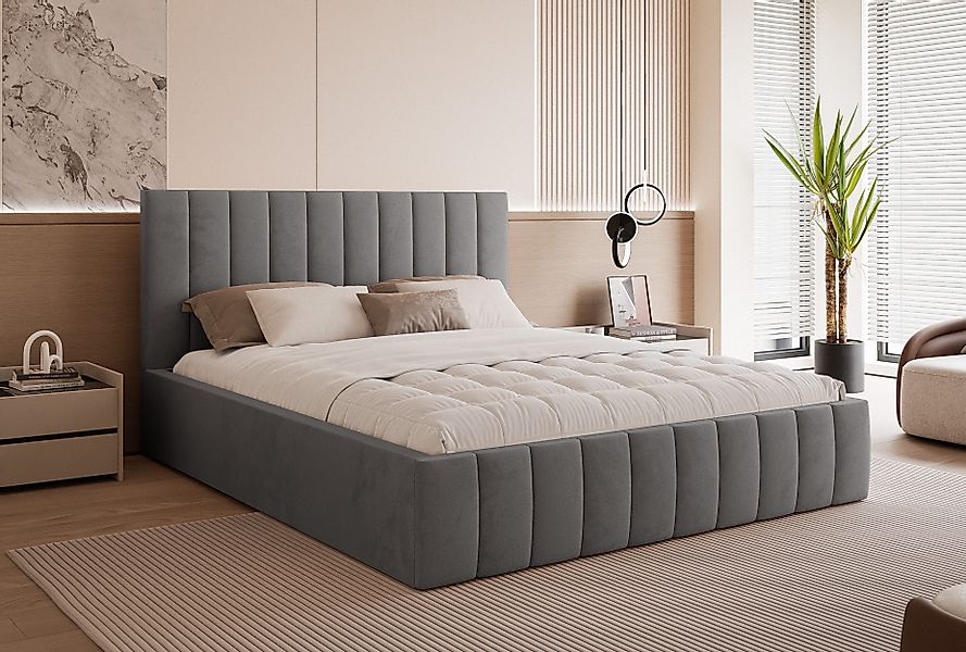 Goldstoff Polsterbett Elegantes Bett mit hohem günstig online kaufen