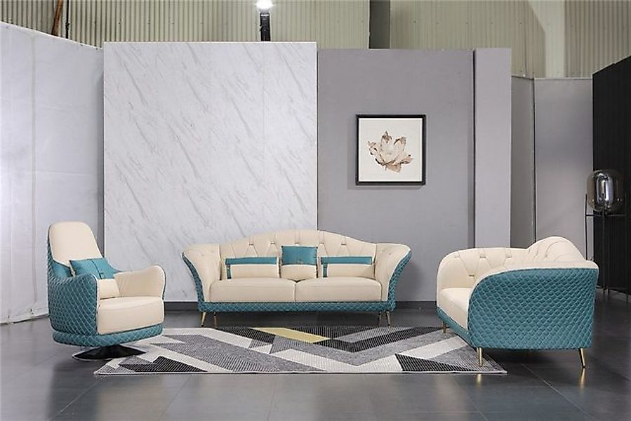 Xlmoebel Sofa Exklusive Sofa-Garnitur 3+1+1 Sitzer mit Möbel Couch Ledersof günstig online kaufen