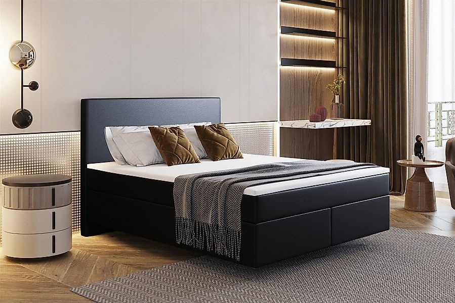 Fun Möbel Boxspringbett Schlafzimmerbett ROCIO DELUX Nr.5 Kunstleder Madryt günstig online kaufen