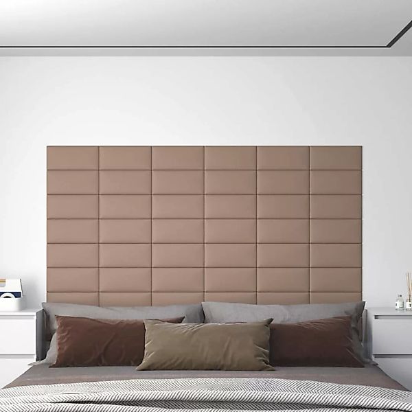 Vidaxl Wandpaneele 12 Stk. Cappuccino-braun 30x15cm Kunstleder 0,54 M² günstig online kaufen