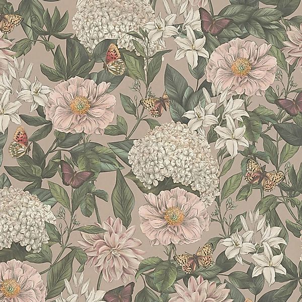 PROFHOME 394262-GU Blumen Tapete Floral Matt Rosa Grün Weiß Orange 0,53 m x günstig online kaufen