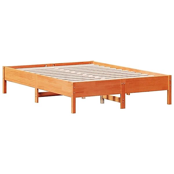 vidaXL Massivholzbett ohne Matratze Wachsbraun 135x190 cm Kiefernholz 84272 günstig online kaufen