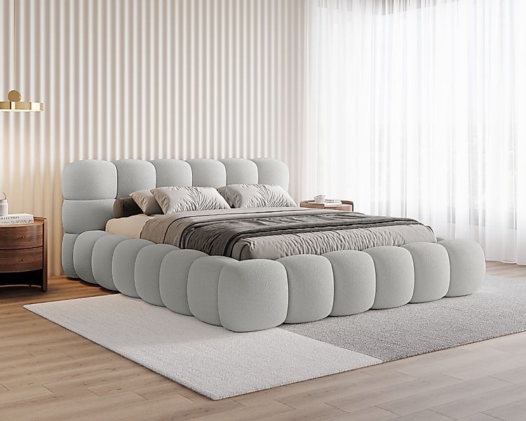 Chilly Möbel Polsterbett Stone Grau Bouclé günstig online kaufen