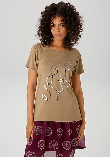 Aniston CASUAL T-Shirt mit abstraktem Gesicht günstig online kaufen