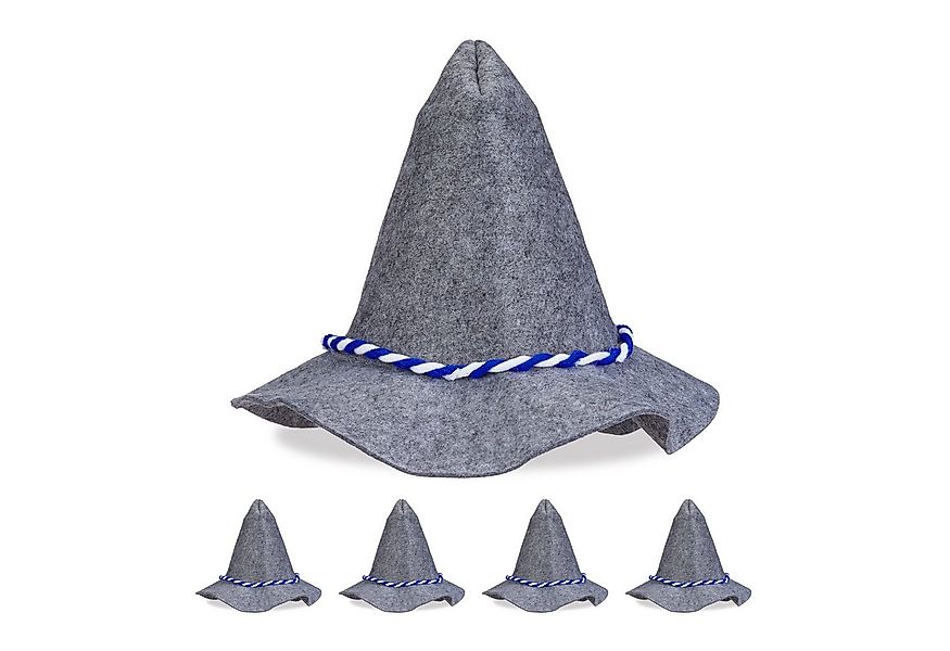 relaxdays Trachtenhut 5er Set Seppelhut mit blau-weißer Kordel (Set, 5er Se günstig online kaufen