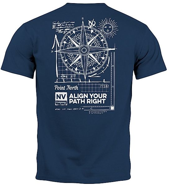 Neverless Print-Shirt Herren T-Shirt Backprint Maritim Kompass Segeln Somme günstig online kaufen