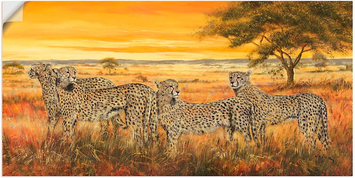 Artland Wandbild »4 Geparden«, Wildtiere, (1 St.), als Leinwandbild, Wandau günstig online kaufen