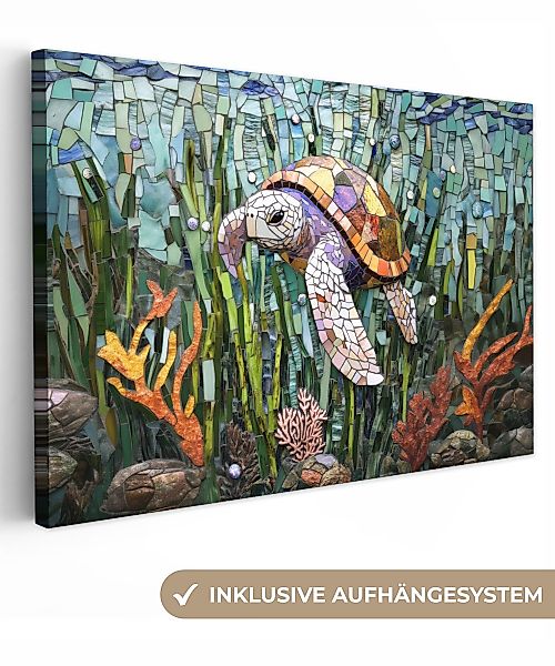 OneMillionCanvasses® Leinwandbild Schildkröte - Seegras - günstig online kaufen