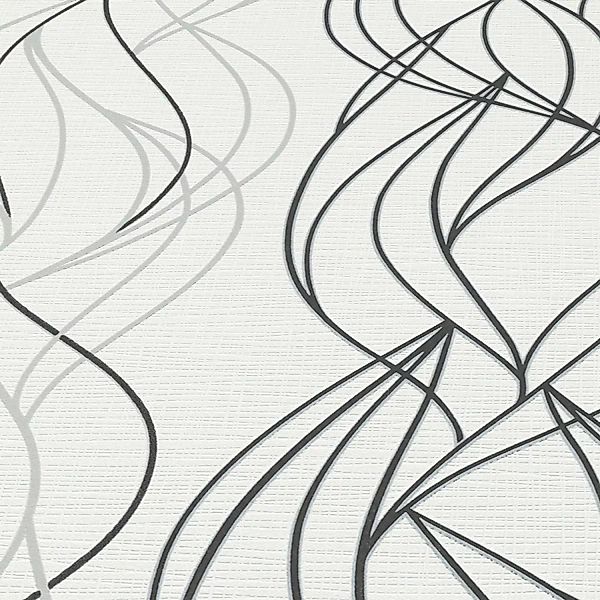 Bricoflor Schwarz Weiß Tapete mit Geschwungenen Linien Vlies Wandtapete mit günstig online kaufen