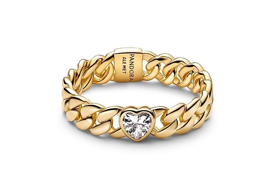 Pandora Fingerring Damenring Panzerkette mit Herz Goldfarben günstig online kaufen