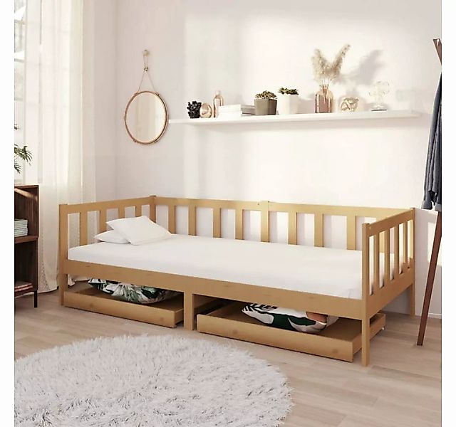 furnicato Bett Tagesbett mit Schubladen 90x200 cm Honigbraun Massivholz Kie günstig online kaufen