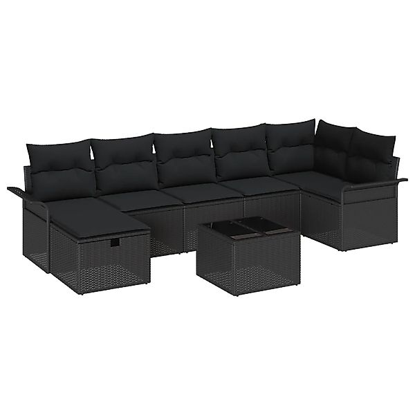 vidaXL Garten-Sofa-Set mit Kissen 8-Tlg Schwarz Poly Rattan 3360244 günstig online kaufen