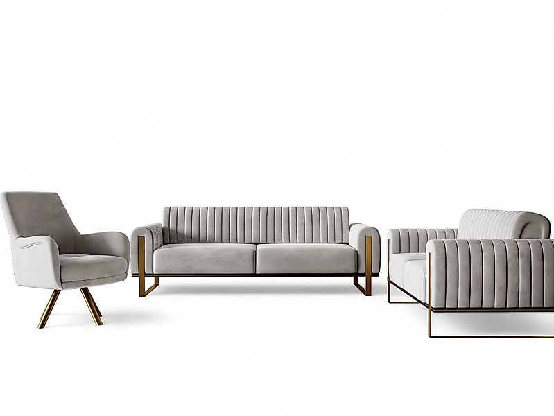 Fun Möbel Polstergarnitur Sofaset Designersofas VALERIE 3-2-1 in Stoff Elis günstig online kaufen