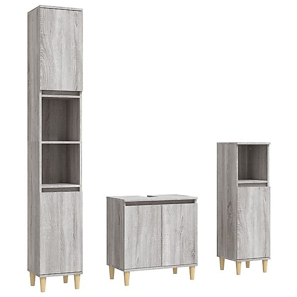 vidaXL Badezimmer-Set 3-tlg. Badmöbel-Set Grau Sonoma günstig online kaufen