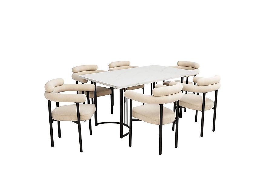 MODFU Essgruppe Esstisch mit Samt-Hohlsesseln, (Esstisch- und Stuhlset, 7-t günstig online kaufen