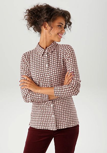 Aniston CASUAL Hemdbluse mit farbharmonischem Retro-Muster günstig online kaufen