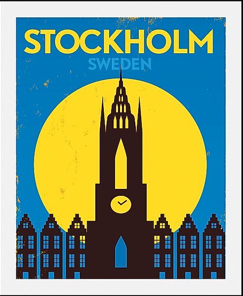 queence Bild "Stockholm", Stadt-Städte-Gebäude-Schriftzug-Schriftzüge-Schwe günstig online kaufen