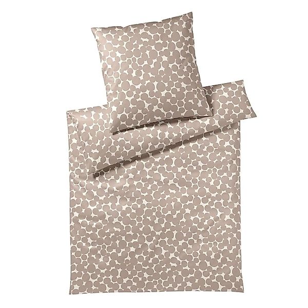 Elegante Mako Satin Bettwäsche Pebbles 2431-07 Kreise Natur 135x200 günstig online kaufen