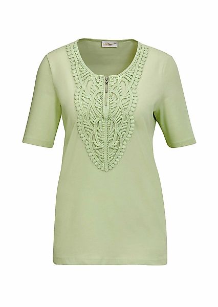 GOLDNER Kurzarmshirt "Rundhalsshirt mit Häkelspitze" günstig online kaufen