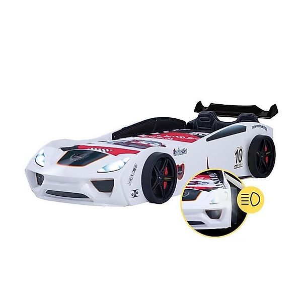 Coemo Autobett DREAM RACER (Spielbett mit Spoiler), Weiß Kinderbett 90x200 günstig online kaufen