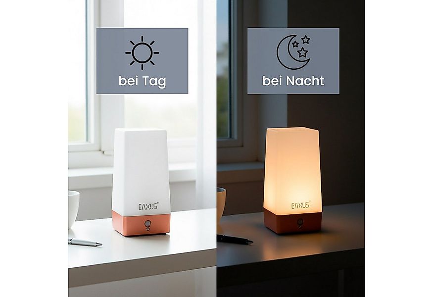 EAXUS LED Tischleuchte Kabllose Nachtlampe im Kupfer/Bronze Look, mit Beweg günstig online kaufen