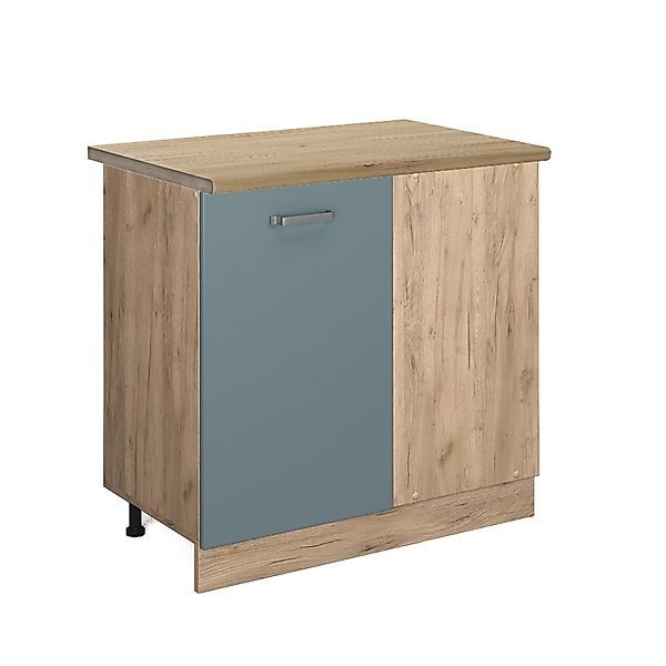 Vicco Eckunterschrank R-Line Blau-Grau/Goldkraft Eiche 86 cm AP Eiche günstig online kaufen