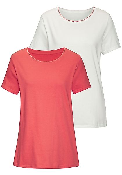 Vivance T-Shirt mit modischer Kontraststickerei (Packung, günstig online kaufen