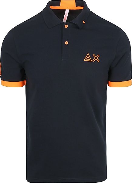 Sun68 Poloshirt Logo Fluo Navy  - Größe XXL günstig online kaufen