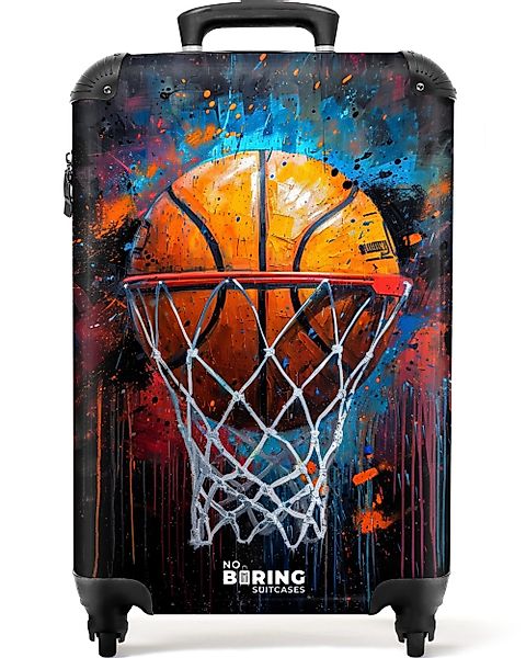 NoBoringSuitcases.com© Hartschalen-Trolley Basketball umgeben von Graffiti günstig online kaufen