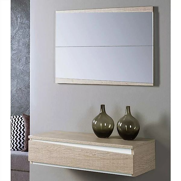 Wandkonsole und Spiegel in Sonoma Eiche und Weiß modern (zweiteilig) günstig online kaufen
