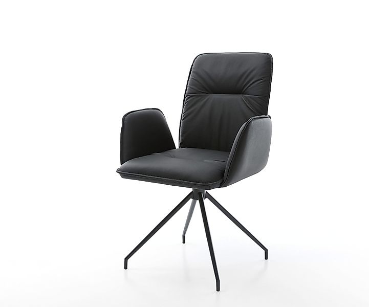 Esszimmerstuhl Vinja-Flex Echt-Leder Schwarz Kreuzgestell konisch Schwarz günstig online kaufen