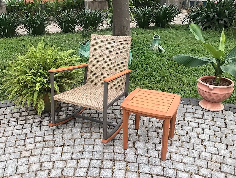 Garden Pleasure Schaukelstuhl »SINALOA«, (Set), Teak Look, inkl. Tisch und günstig online kaufen