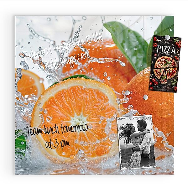 Primedeco Magnettafel Glas Spritzige Orangen Pinnwand günstig online kaufen